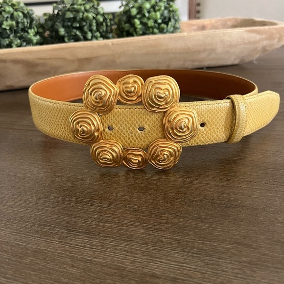 Carlisle Accessories - VINTAGE CARLISLE Yellow Snakeskin Belt Sz M NWOT